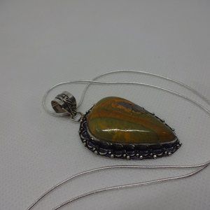 Natural "BUMBLE BEE JASPER" Handmade Sterling Pendant on a 18" Chain #591